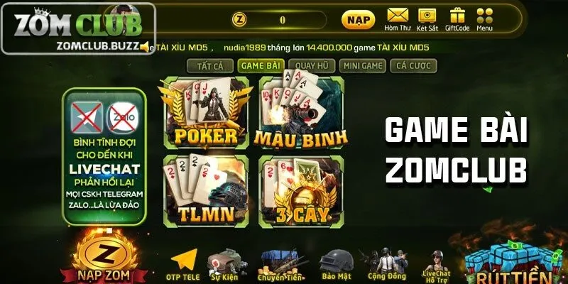 game bài zomclub có những trò chơi nào Khám phá kho game bài ZomClub đa dạng
