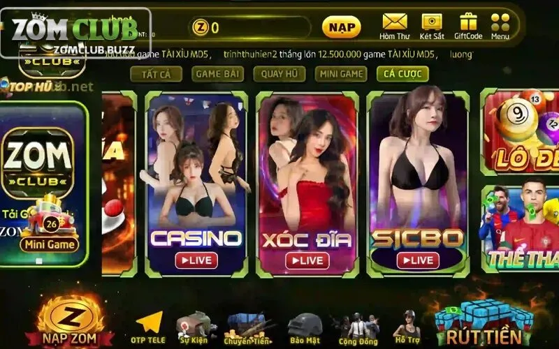 kho game đồ sộ tại zomclub Khám phá kho game đổi thưởng hấp dẫn chỉ có tại ZomClub app
